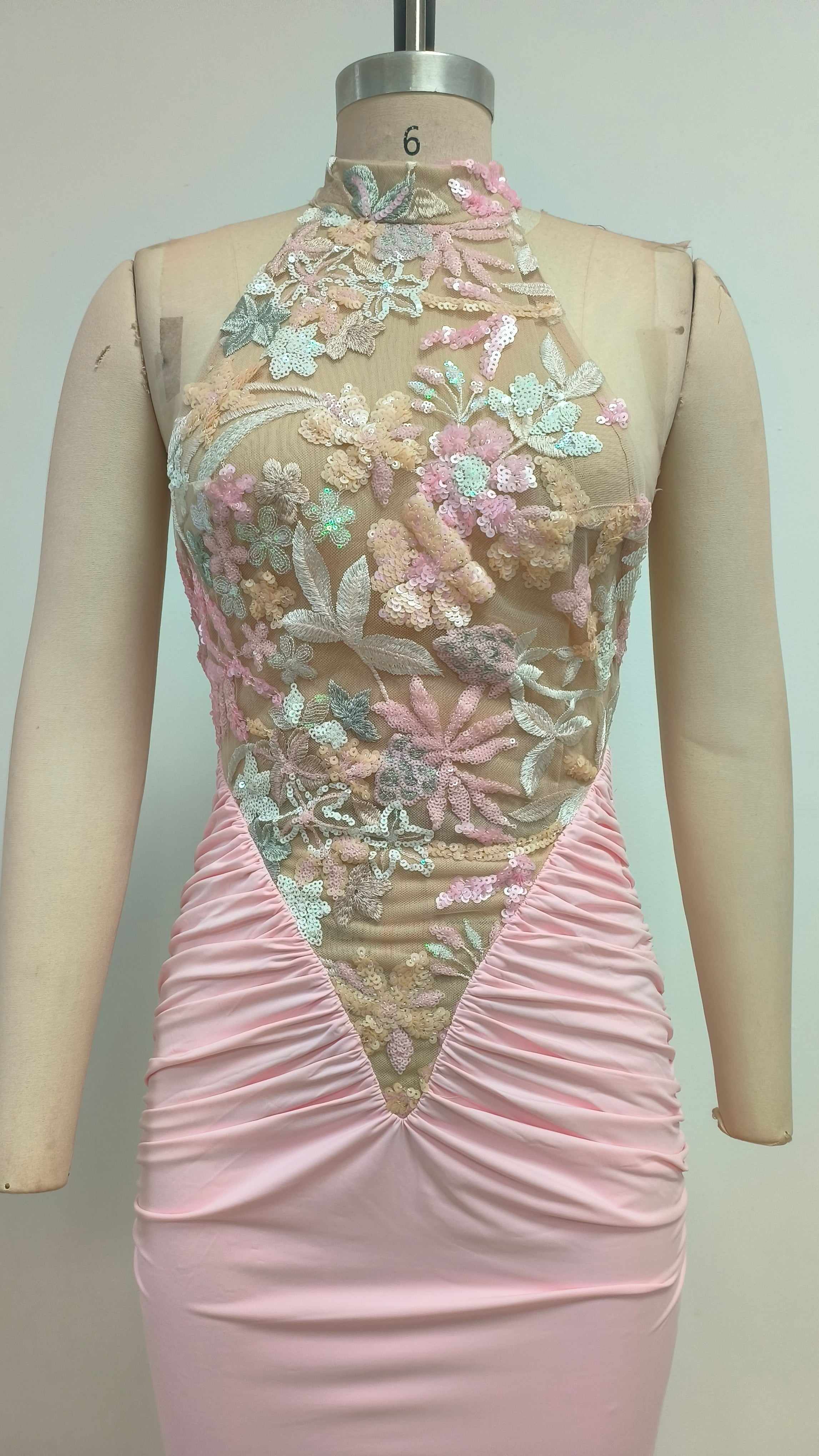 Neckholder-Rock mit Fischschwanz in Pfauenrosa