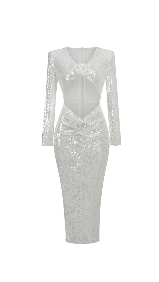 AIIZIE SEQUIN CUT OUT FLOWER MAXI DRESS - product image