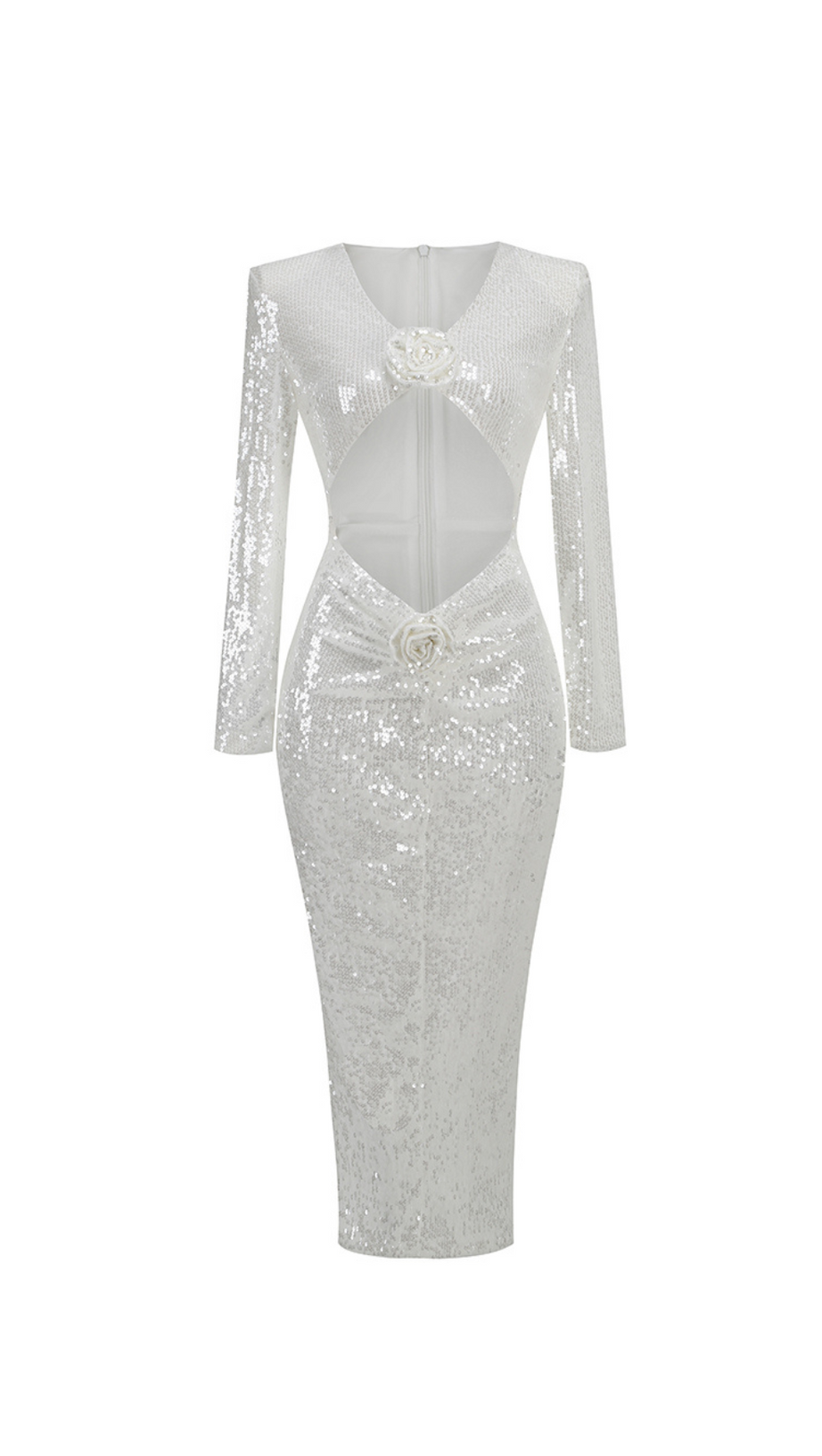 SEQUIN CUT OUT FLOWER MAXI DRESS