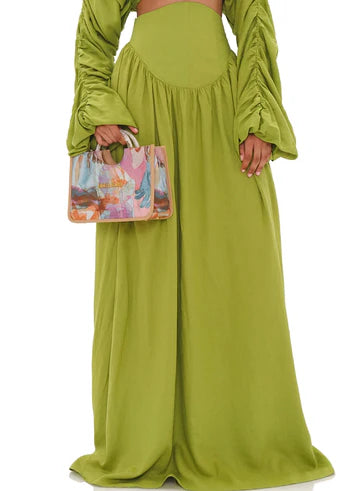 SHEILA CORP TOP CORSET SKIRT SET IN LIME