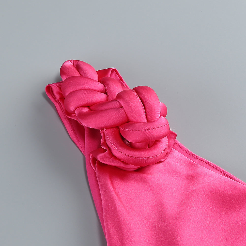 AIIZIE GISELLE RUCHED DRAPED BODYCON MAXI DRESS IN HOT PINK - product image