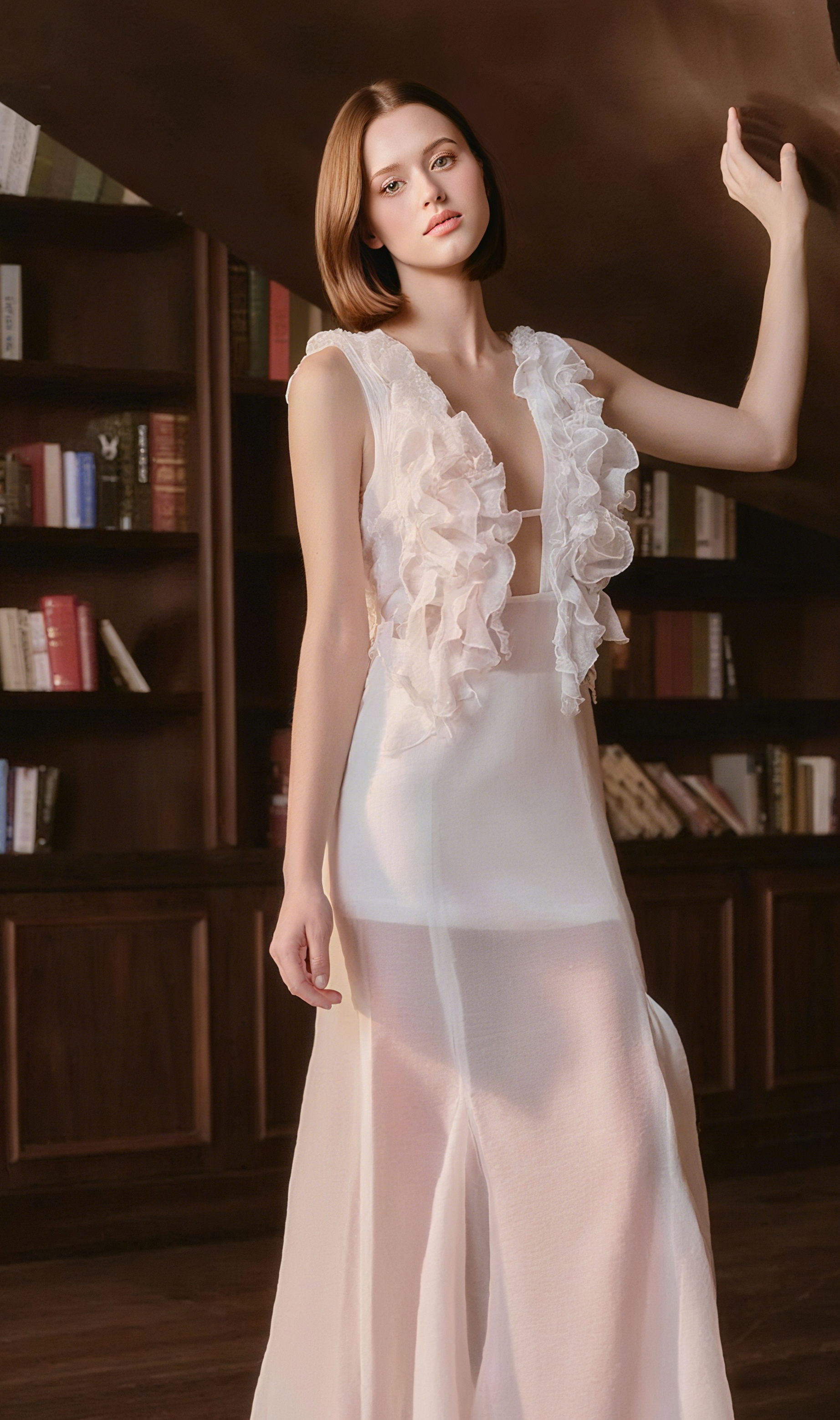 charlotte Pleat Ruffle Maxi Dress in white – AIIZIE