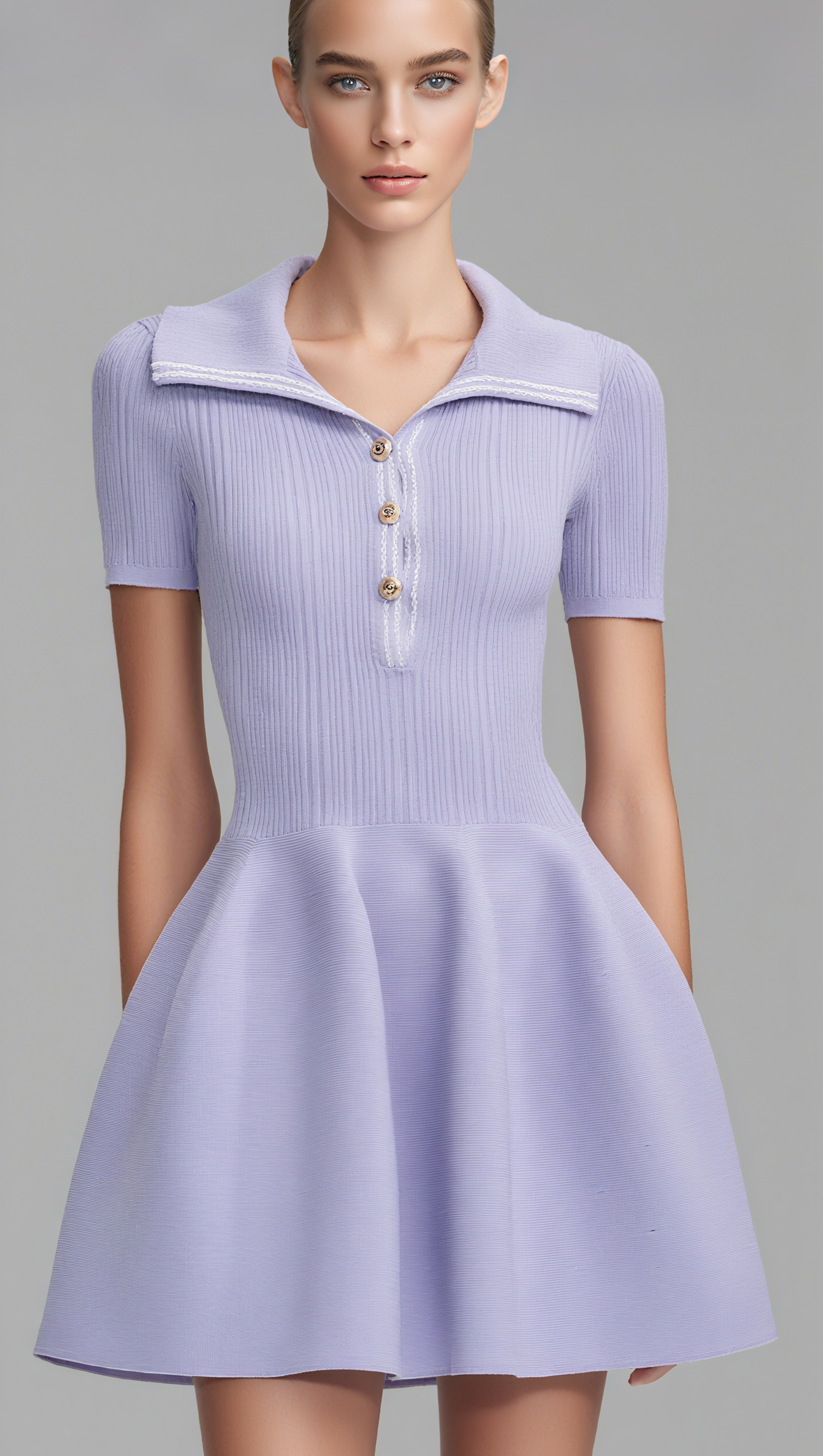 LILAC RIBBED KNIT MINI DRESS