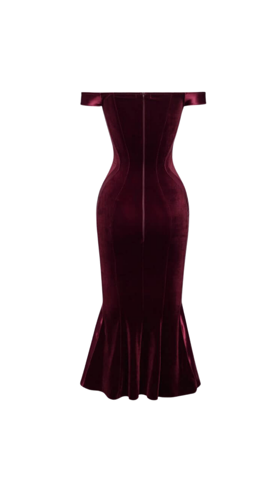 ABITO MIDI IN RASO DI POLIESTERE E SPANDEX COLOR BORDEAUX