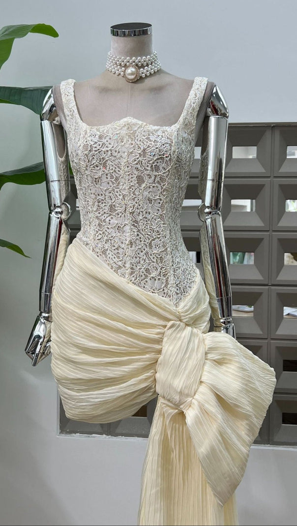 AIIZIE BOSEDE BOW LACE CORSET MINI DRESS - product image