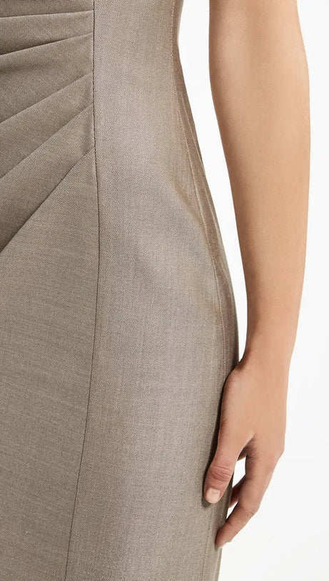 WOOL SILK RUCHED MINI DRESS