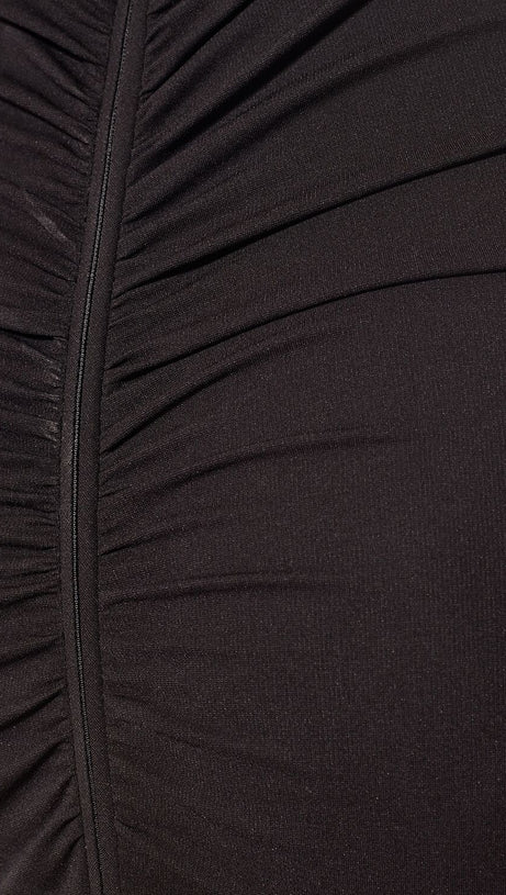 GWENDOLYN STRETCH JERSEY STRAPLESS MAXI DRESS IN BLACK