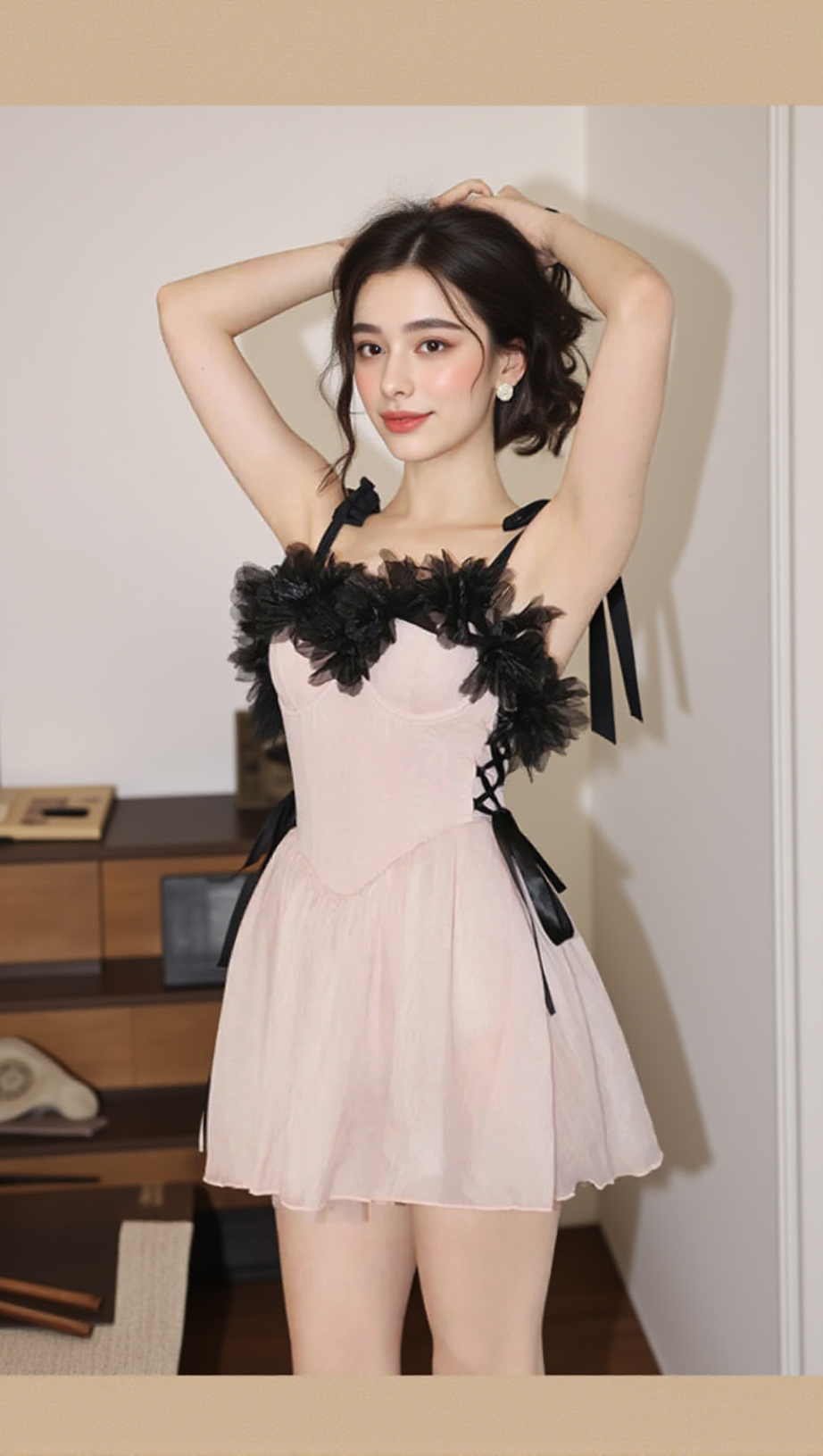 DOMAN PINK MESH EMBELLISHED ONE-PIECE SWIMSUIT