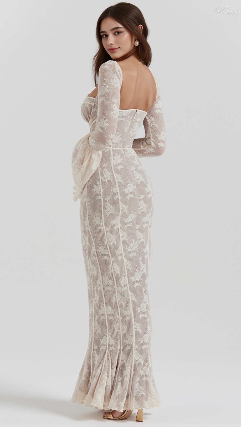 BELL SLEEVE LACE MIDI DRESS