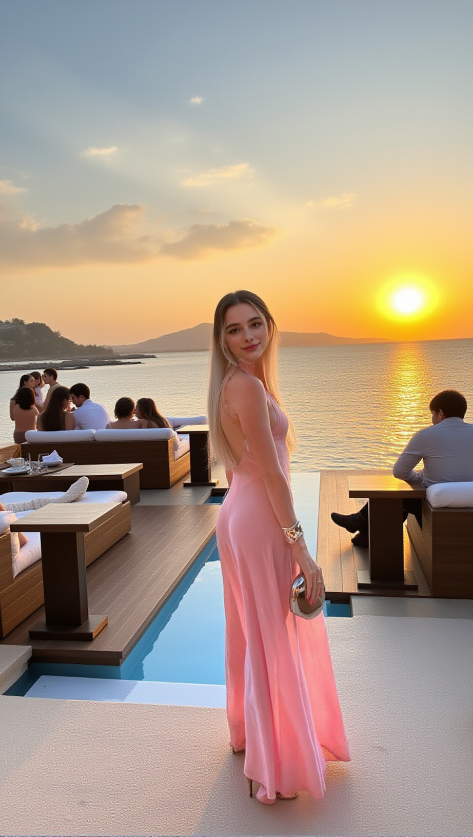 Neckholder-Maxikleid in A-Linie, Rosa