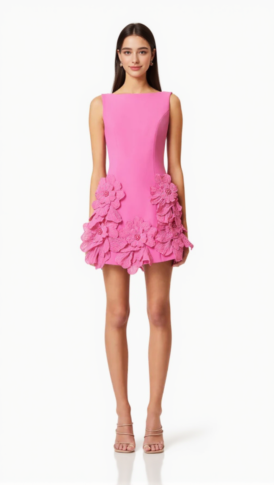 DAIVA FLOWER EMBELLISHED MINI DRESS IN PINK