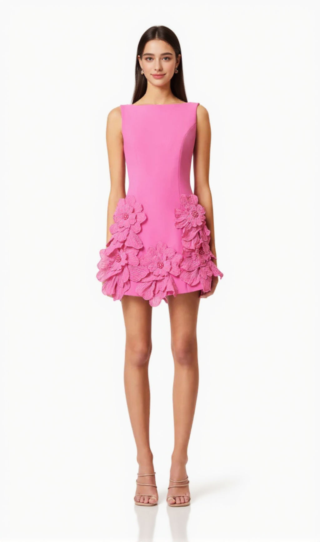 DAIVA FLOWER EMBELLISHED MINI DRESS IN PINK