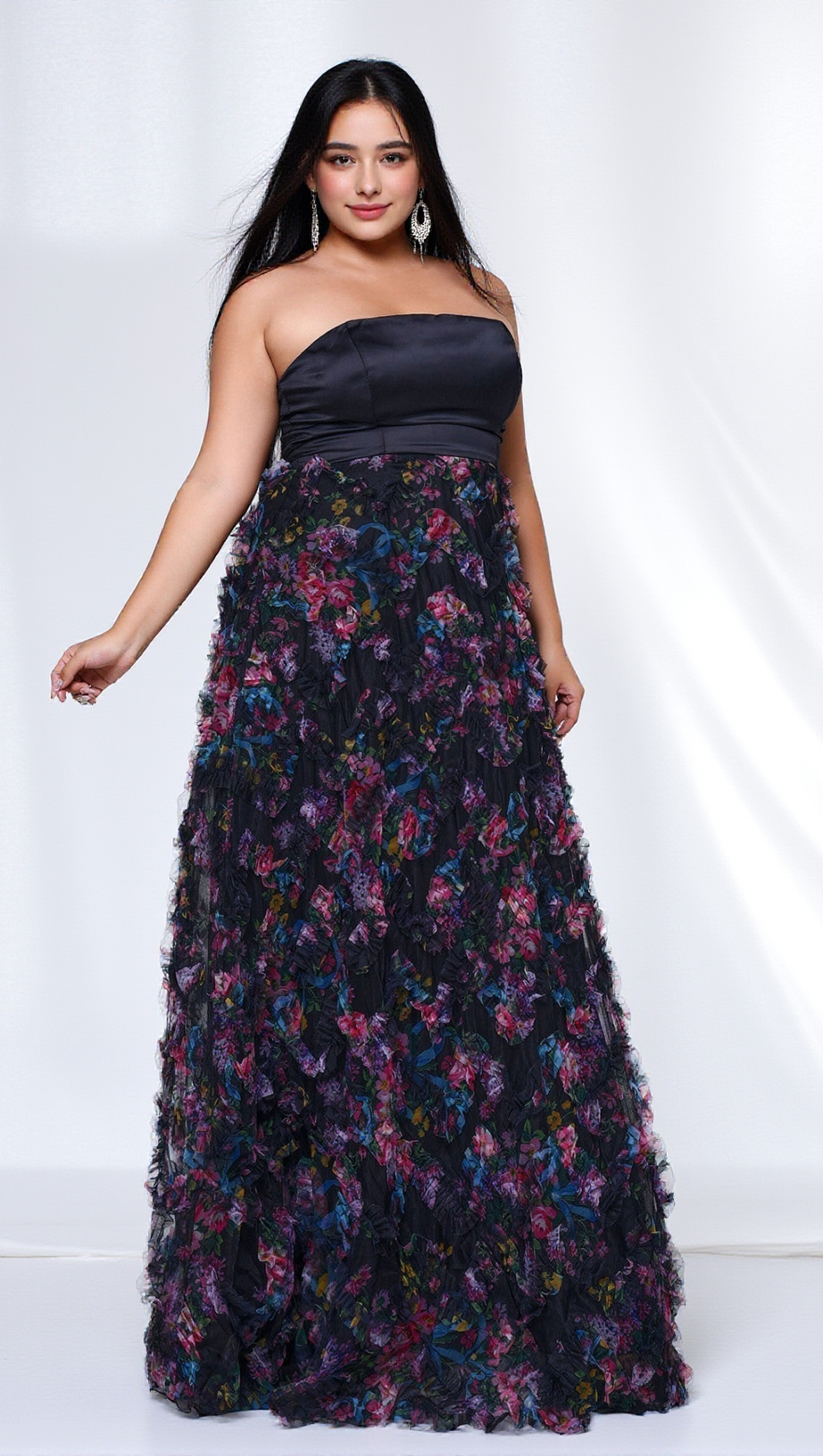 Flora Bandeau-Maxikleid aus Netzstoff