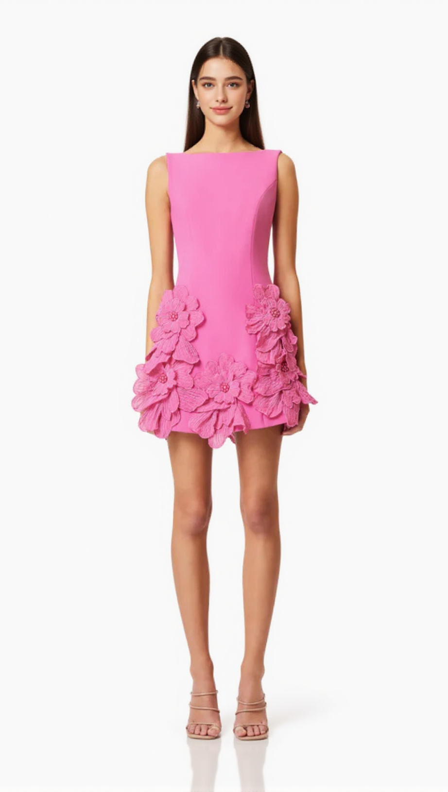 DAIVA FLOWER EMBELLISHED MINI DRESS IN PINK