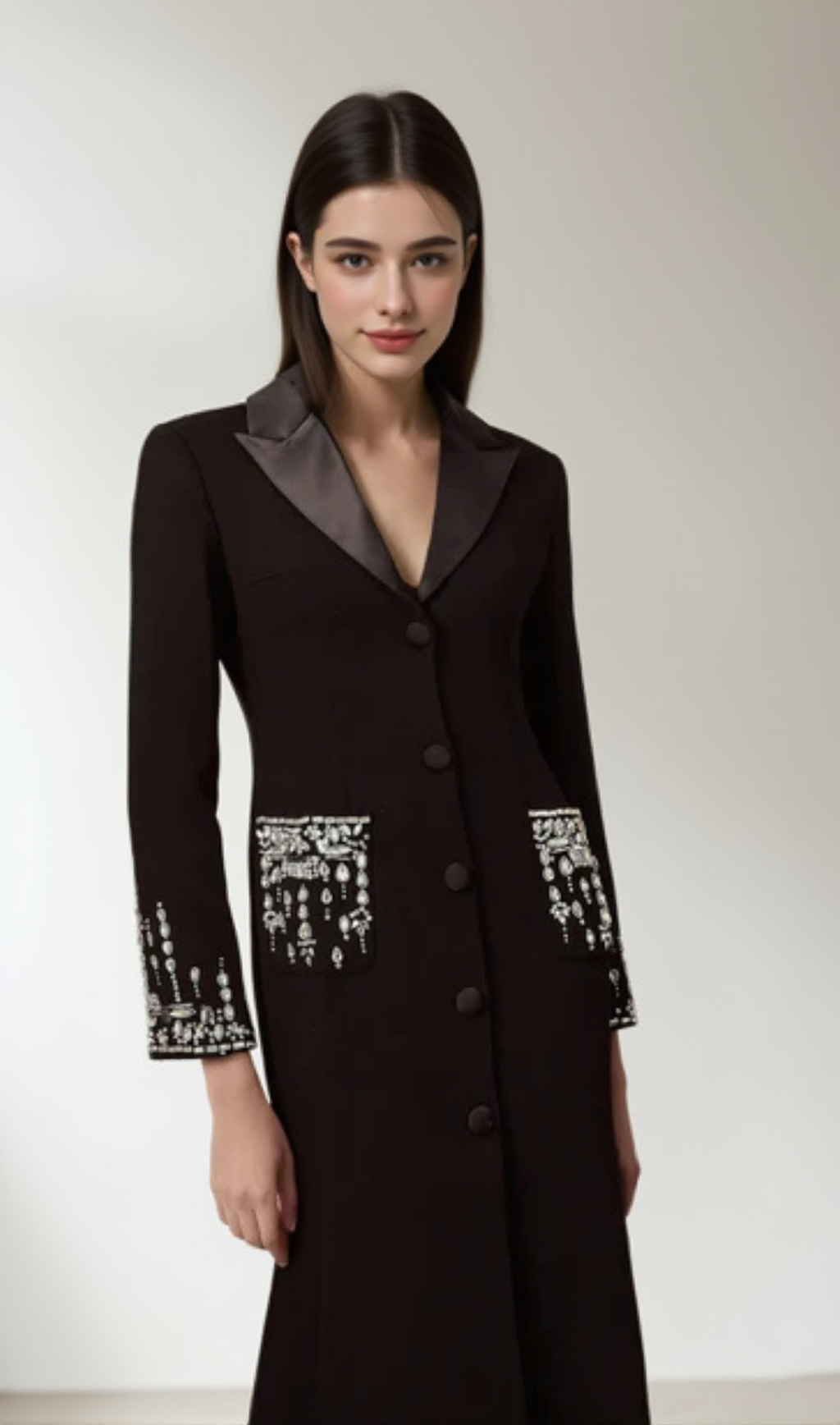 AIIZIE AURORA CRYSTAL EMBELLISHED BLAZER MAXI DRESS - product image