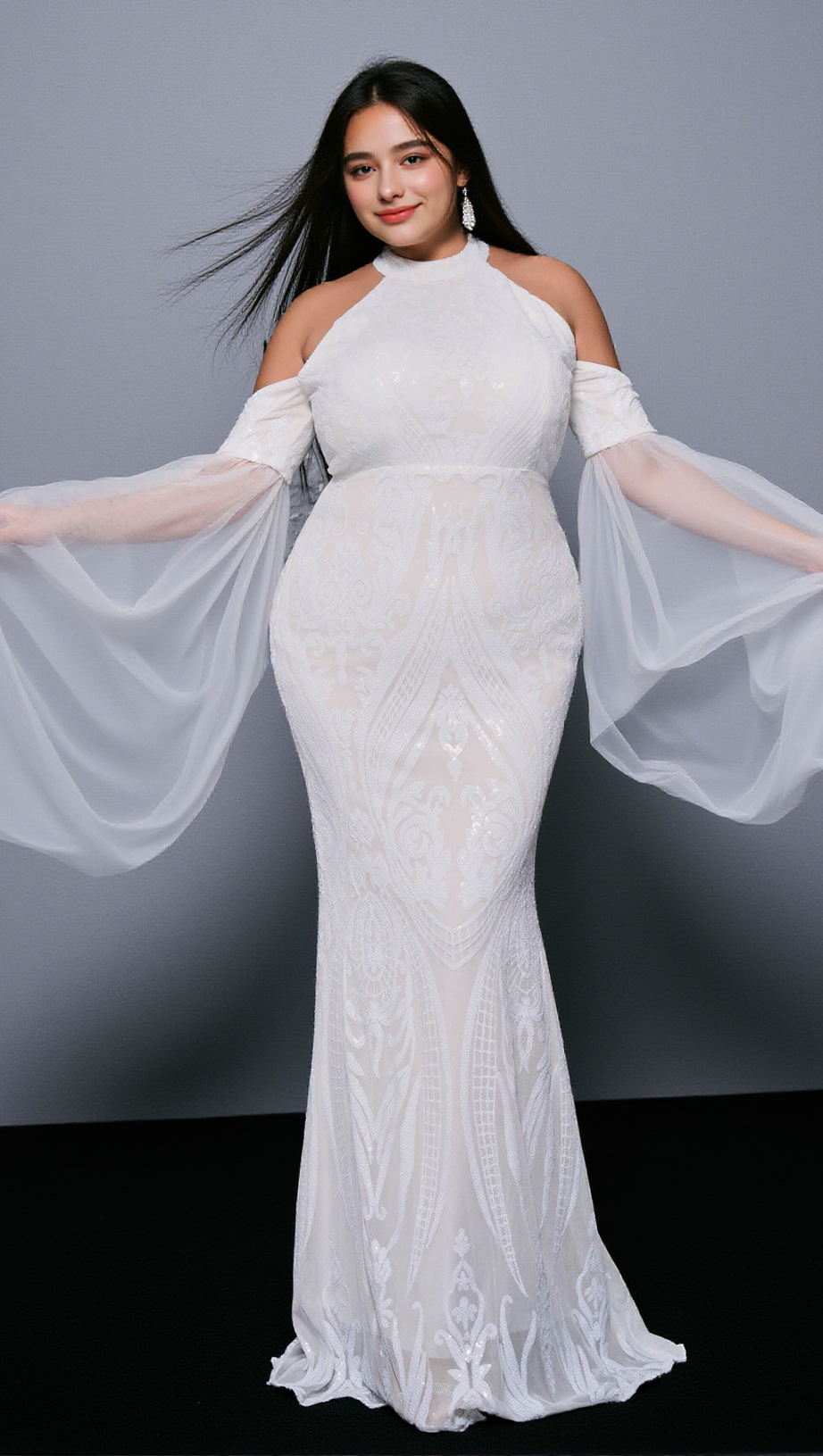 Gia Hochgeschlossenes Maxikleid 