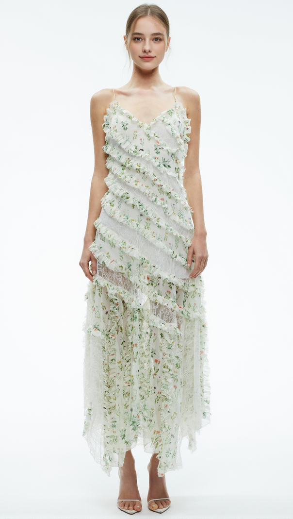 AIIZIE SONDRA MULTICOLOUR RUFFLED MAXI DRESS - product image