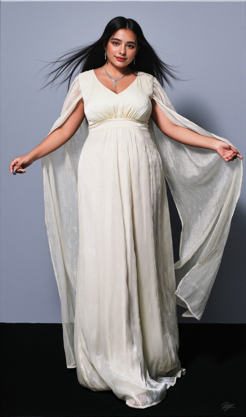AIIZIE GIANNA MESH V-NECK MAXI DRESS - product image