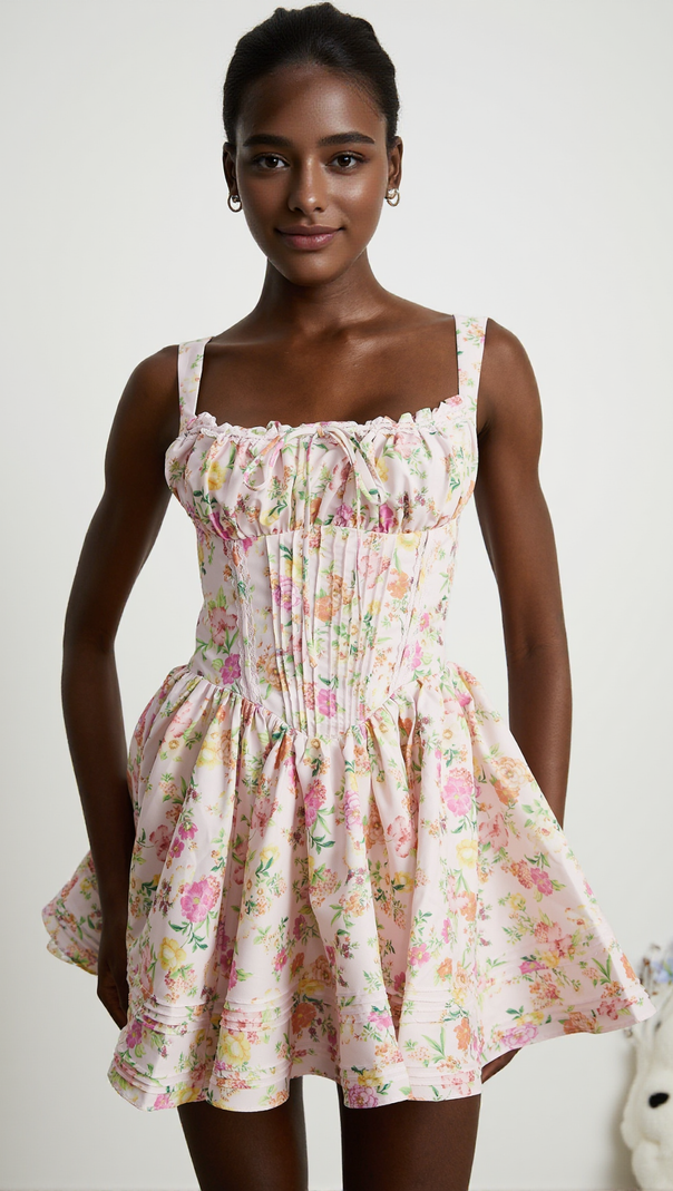 AIIZIE FLORAL PRINTED COTTON MINI DRESS - product image