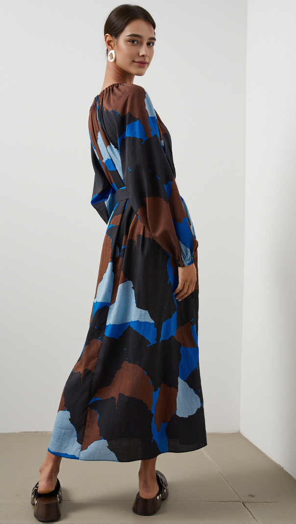 AIIZIE LEANNA DRESS - BLUE MULTI COLOR BLOCK - product image