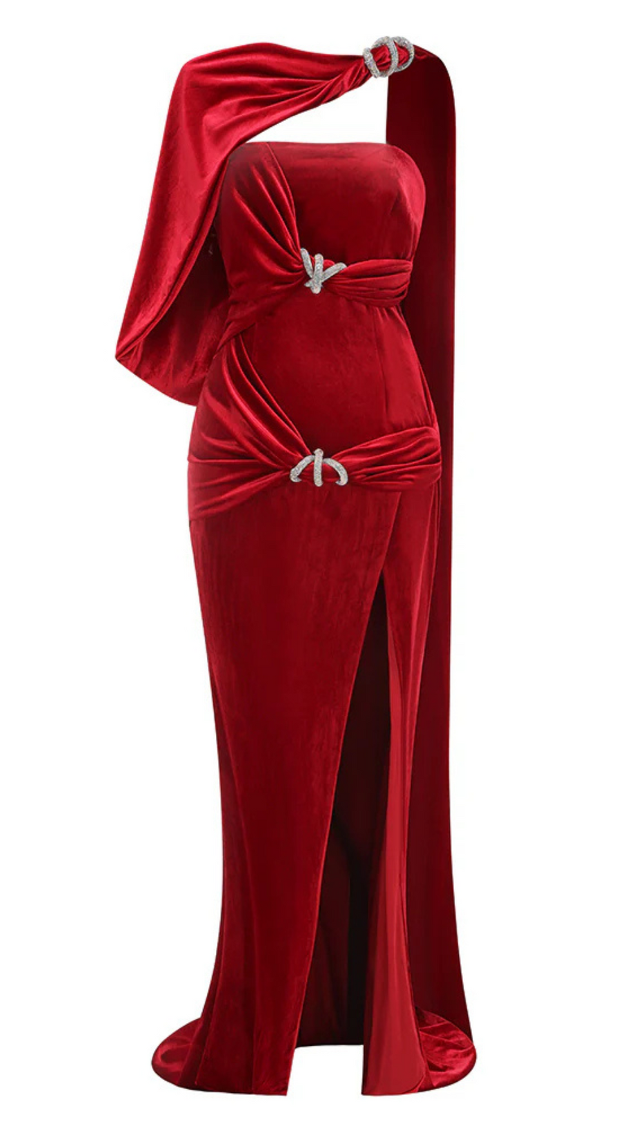 Samt-Caplet-Maxikleid in Rot