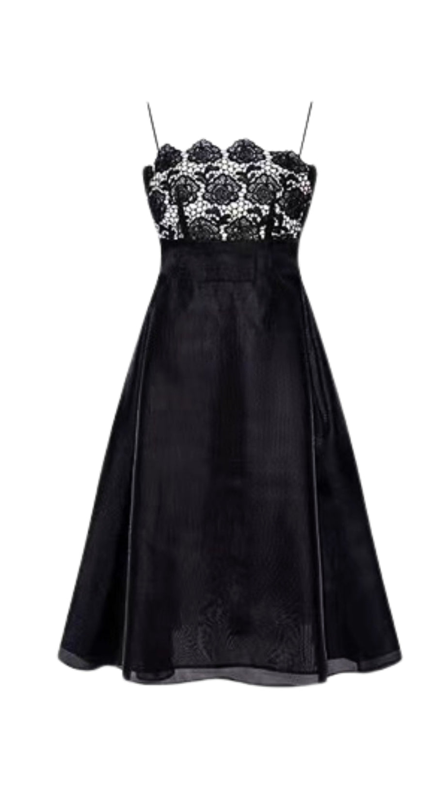 BLACK LACE CAMISOLE MIDI DRESS