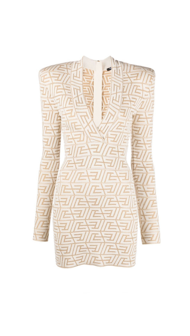 AIIZIE GRACE APRICOT MONOGRAM-JACQUARD MINI DRESS - product image