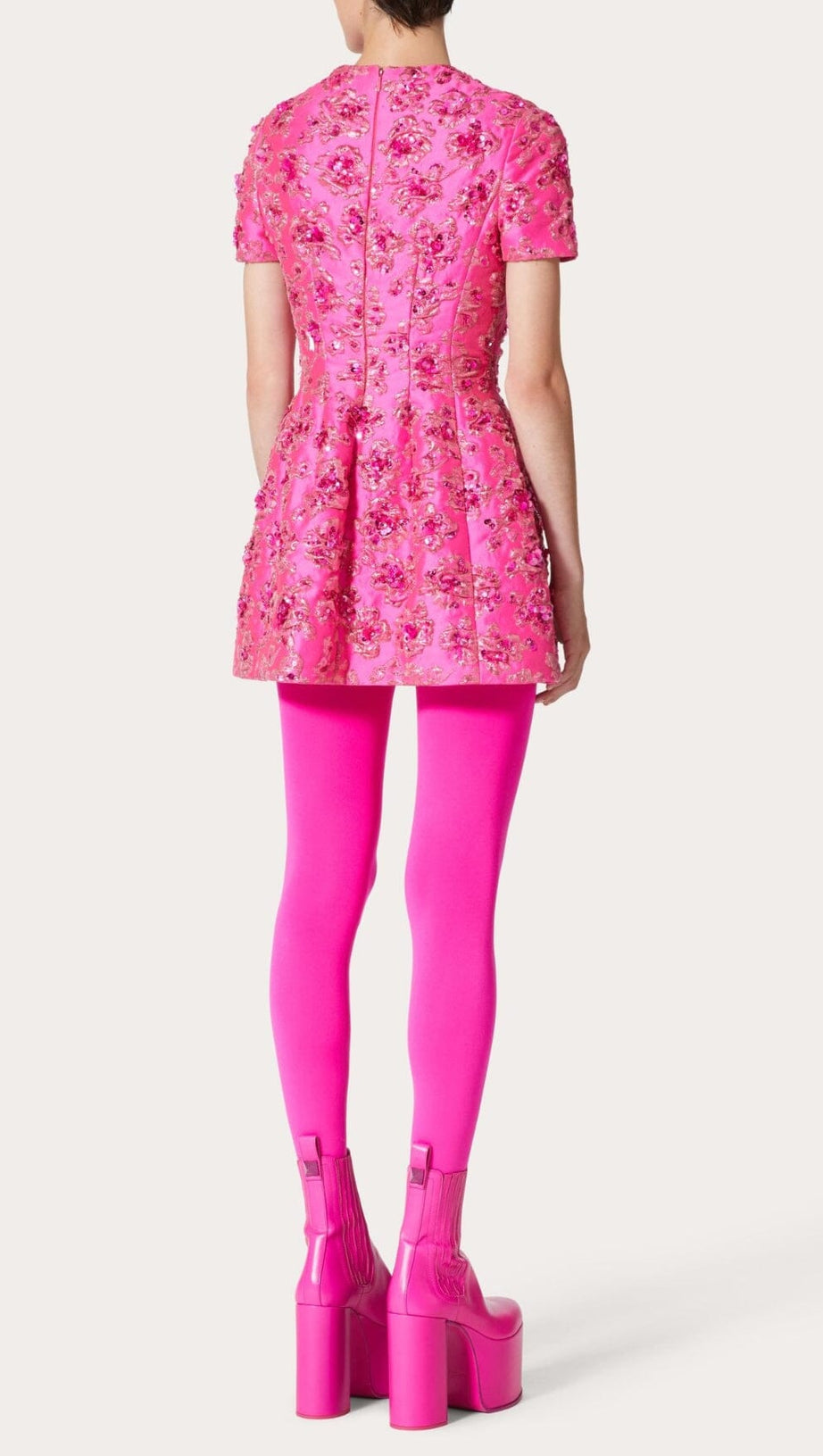 JACQUARD FLORAL MINI DRESS