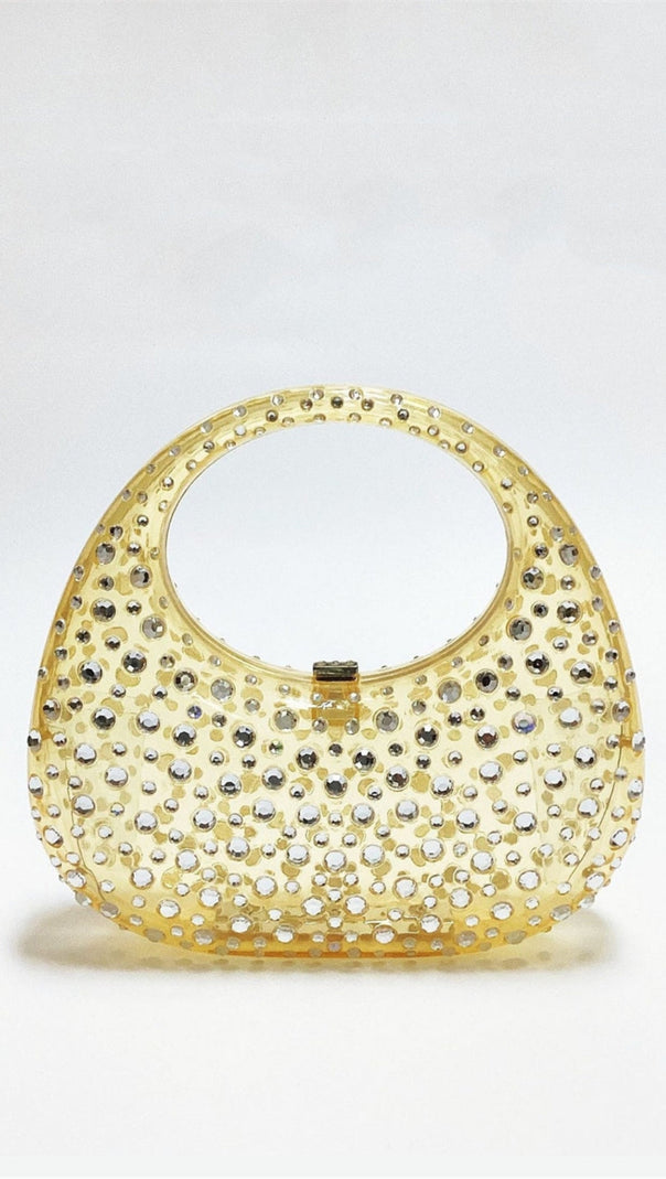 AIIZIE ANNABEL CLEAR CRYSTAL EMBELLISHED ACRYLIC CLUTCH - product image