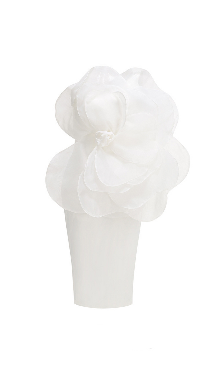 ANDREA MESH FLOWER ONE SHOULDER MIDI DRESS IN WHITE