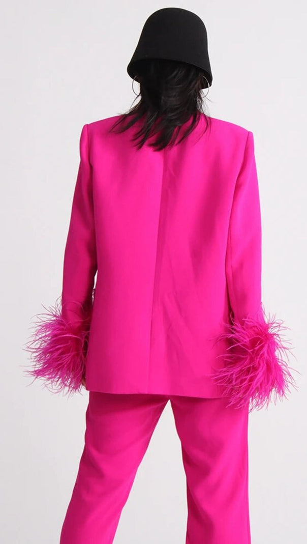 AIIZIE RHINESTONE FEATHER BLAZER IN PINK - product image