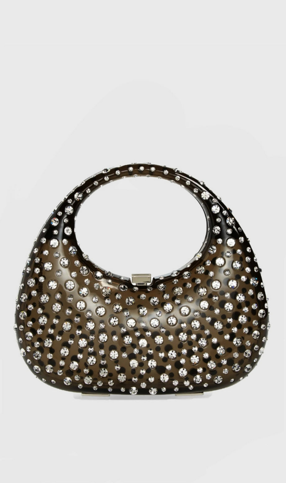 Annabel Clear Crystal Embellished Acrylic Clutch - Black