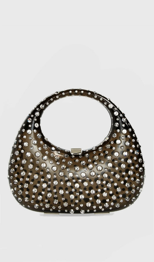 AIIZIE ANNABEL CLEAR CRYSTAL EMBELLISHED ACRYLIC CLUTCH - BLACK - product image