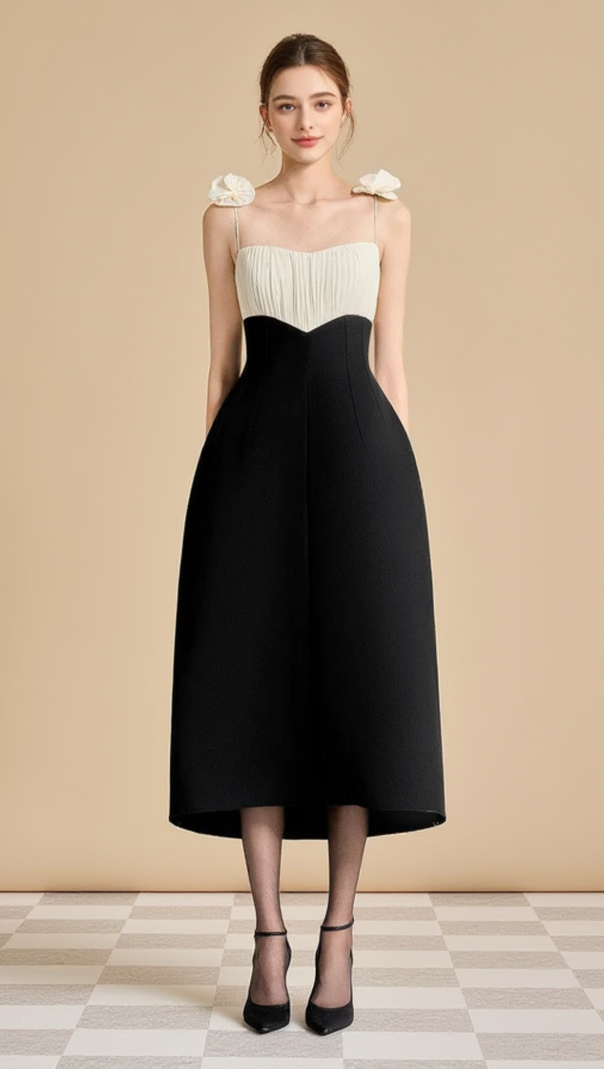 AIIZIE HYACINTH A-LINE SPAGHETTI STRAP POLYESTER MIDI DRESS - product image