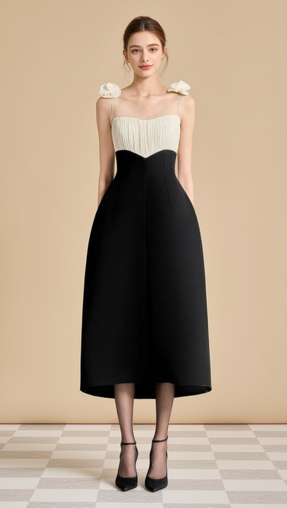 Hyazinthenfarbenes A-Linien-Midikleid aus Polyester mit Spaghettiträgern