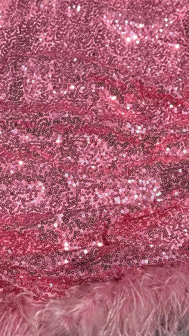 AIIZIE SEQUIN FEATHER MINI DRESS IN PINK - product image