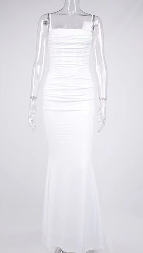 AIIZIE DRAPED CORSET MAXI DRESS IN WHITE - product image