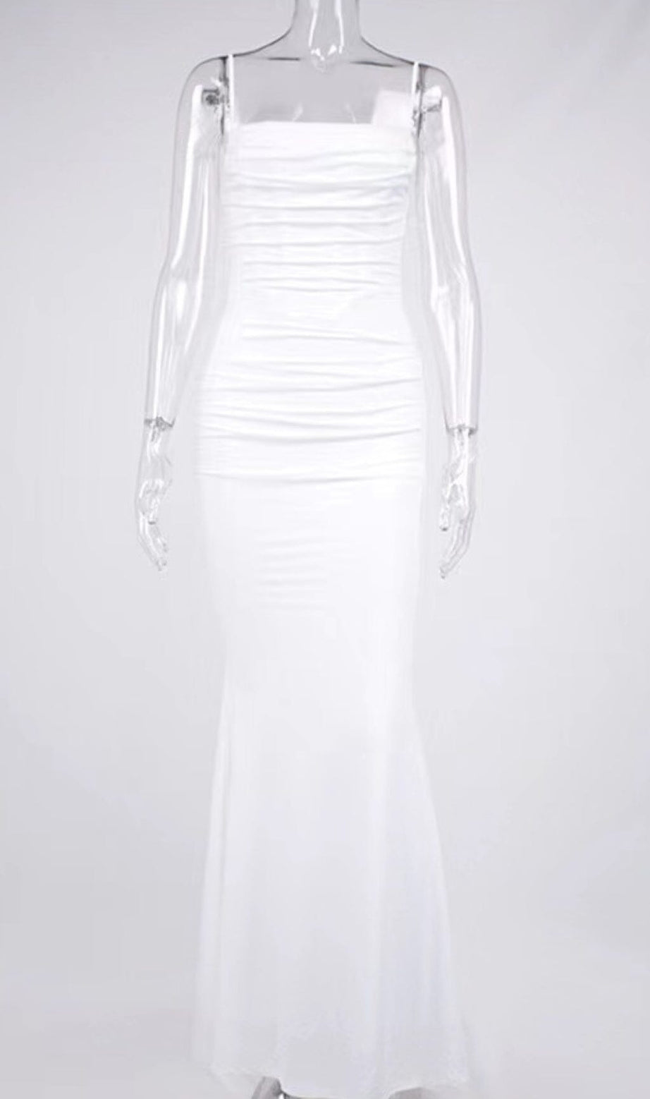 DRAPED CORSET MAXI DRESS IN WHITE
