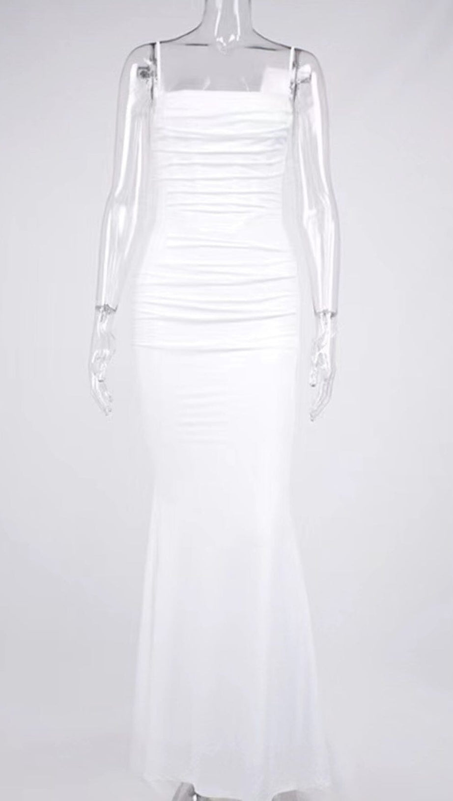DRAPED CORSET MAXI DRESS IN WHITE