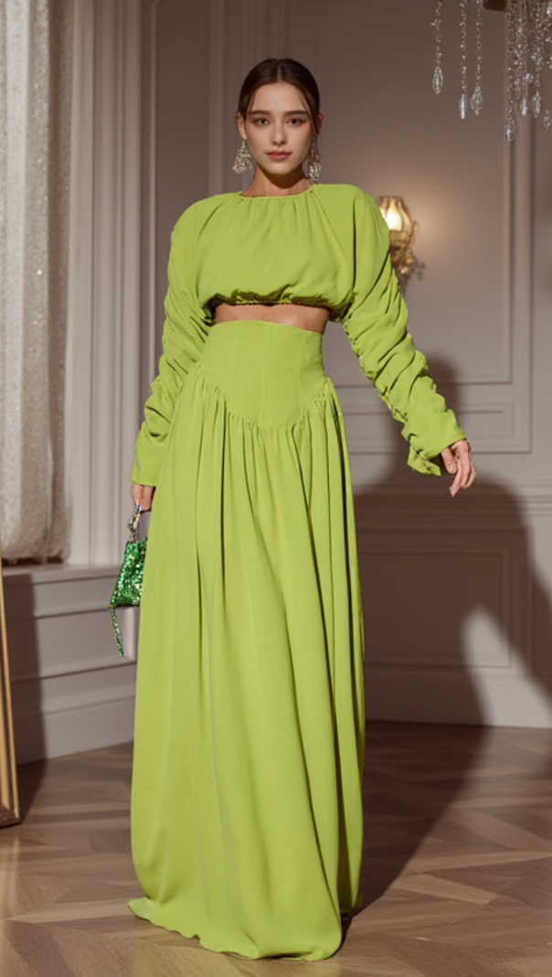 AIIZIE MOKGADI LONG SLEEVE RUCHED SKIRT SET - product image