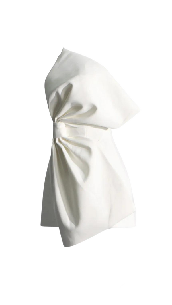 AIIZIE EVANGELINE STRAPLESS BOW MINI DRESS IN WHITE - product image