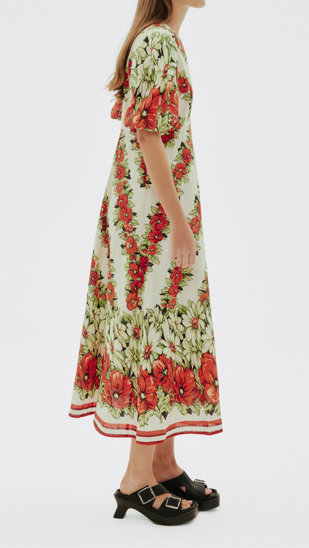 AIIZIE ALYSSA FLORAL PRINT MIDI DRESS IN RED - product image