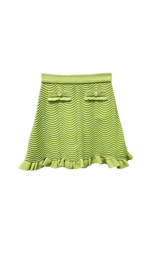 AIIZIE ALINA KNIT MINI SKIRT IN OLIVE GREEN - product image