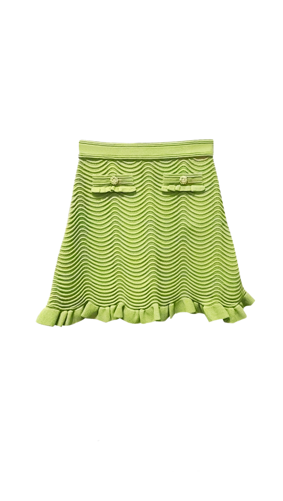 ALINA KNIT MINI SKIRT IN OLIVE GREEN
