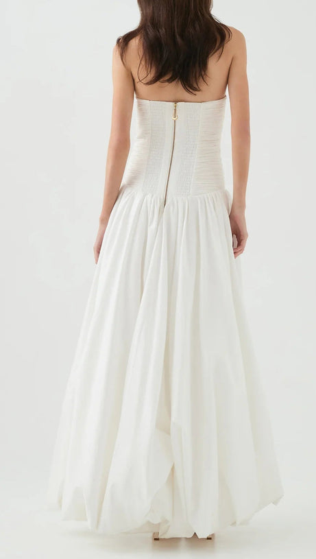 NANCY BUBBLE HEM MAXI DRESS IN IVORY