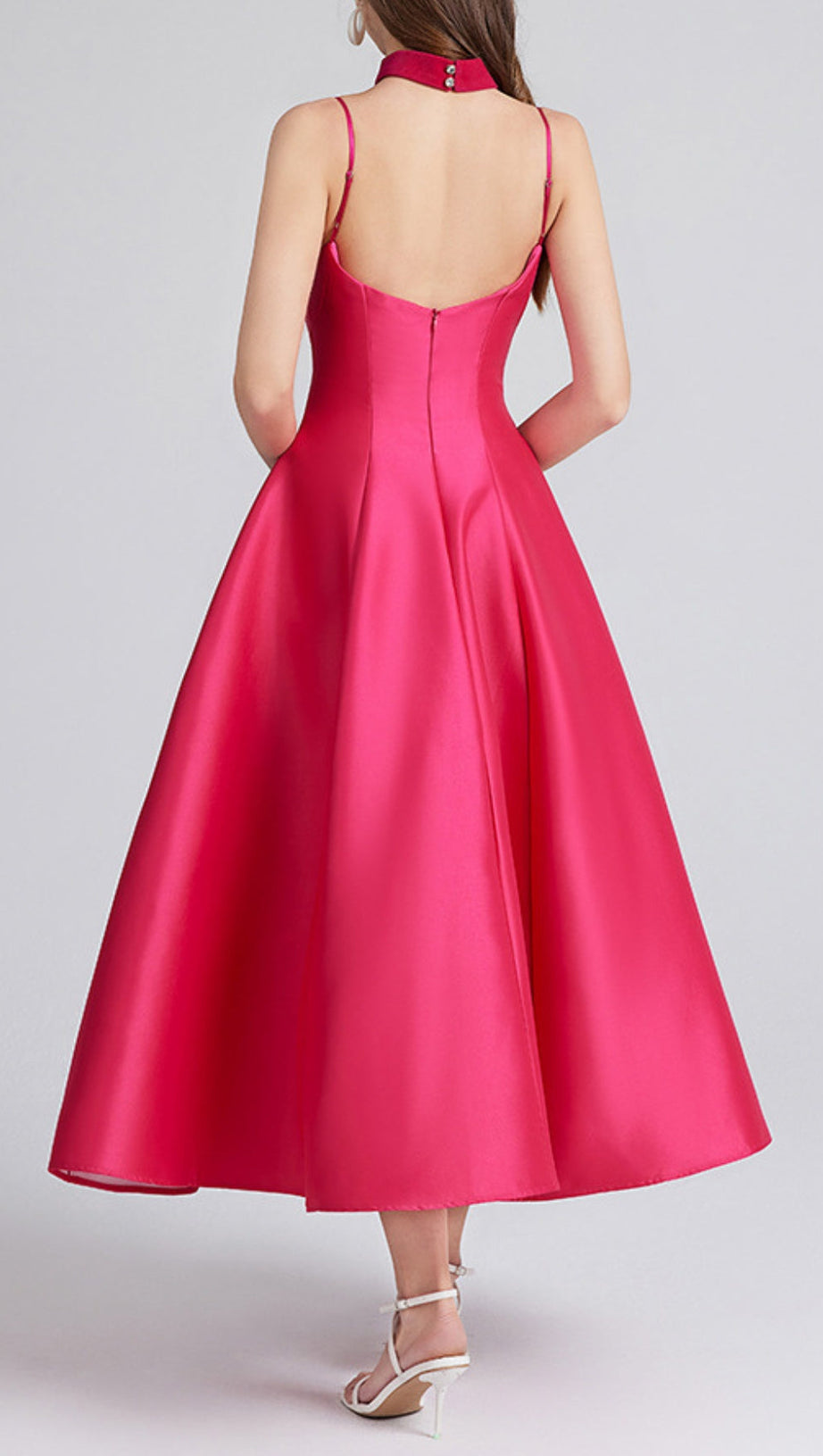 ABITO MIDI PATCHWORK IN ROSSO ROSA