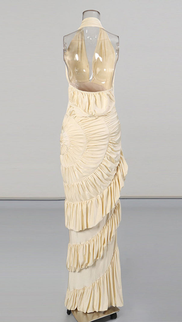 AIIZIE Ineke Halter Ruffle Maxi Dress | Elegant Gala & Special Occasion Gown - product image