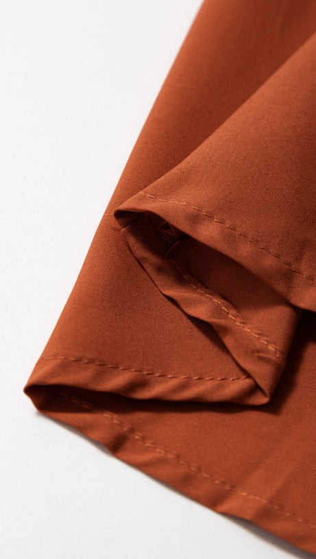 Aprikosenfarbener Maxirock mit Blumen- und Blattstickerei und hoher Taille