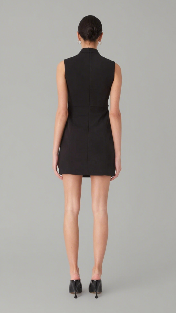 AIIZIE STAND COLLAR CUTOUT MINI DRESS IN BLACK - product image