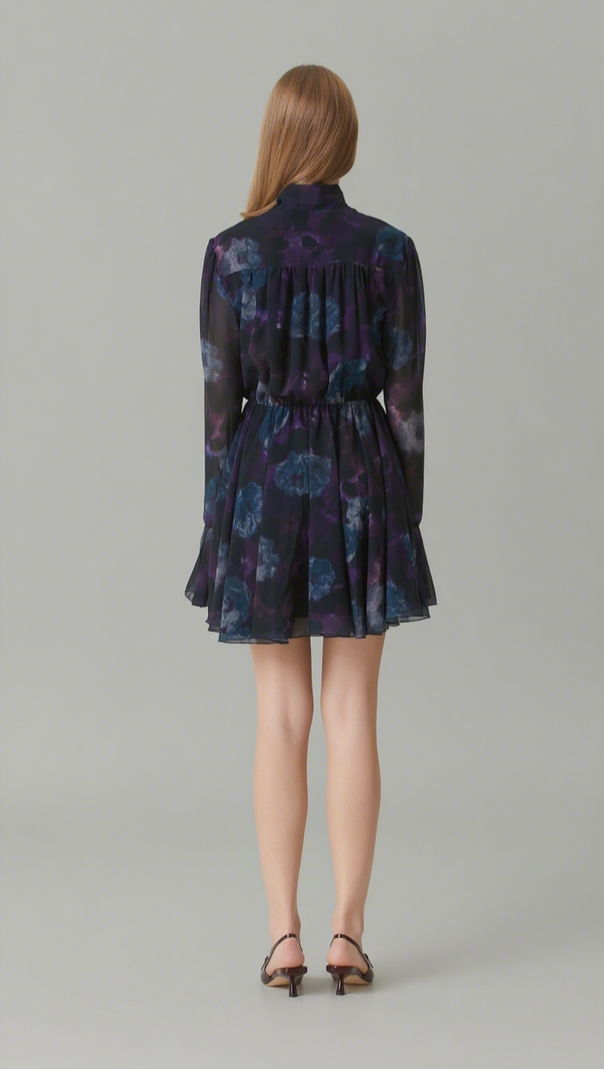 AIIZIE PURPLE FLORAL COCKTAIL MINI DRESS - product image